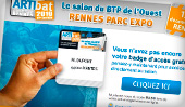 Artibat 2010, le salon du BTP de l'ouest à Rennes : emailing pré-enregistrement